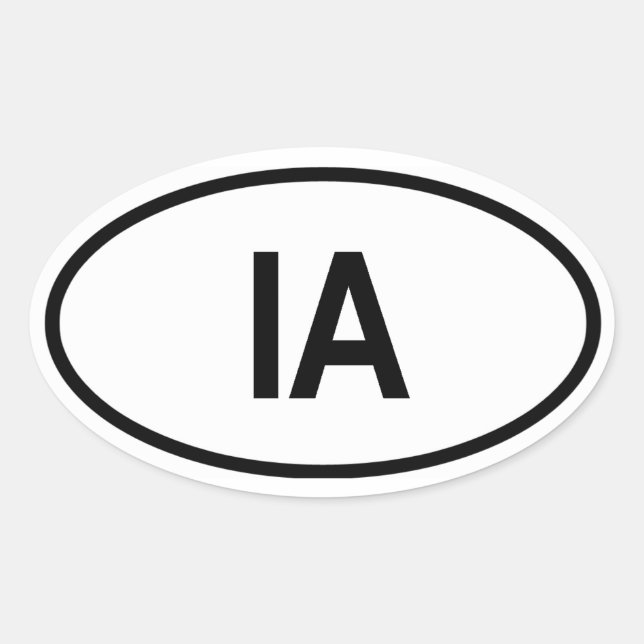 IOWA "IA" OVAL STICKER (Front)