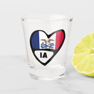 Iowa, IA State Flag In Heart, Shot Glass