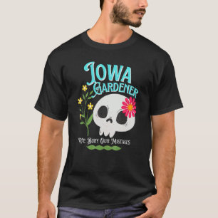 Iowa Ia State Rebellious Gardener Cute Skull Flowe T-Shirt