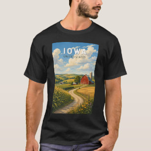 Iowa Illustration Travel Art Vintage T-Shirt