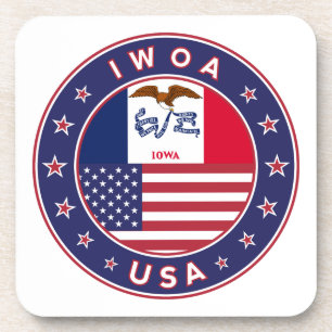 Iowa, Iowa sticker, bag, clock Coaster