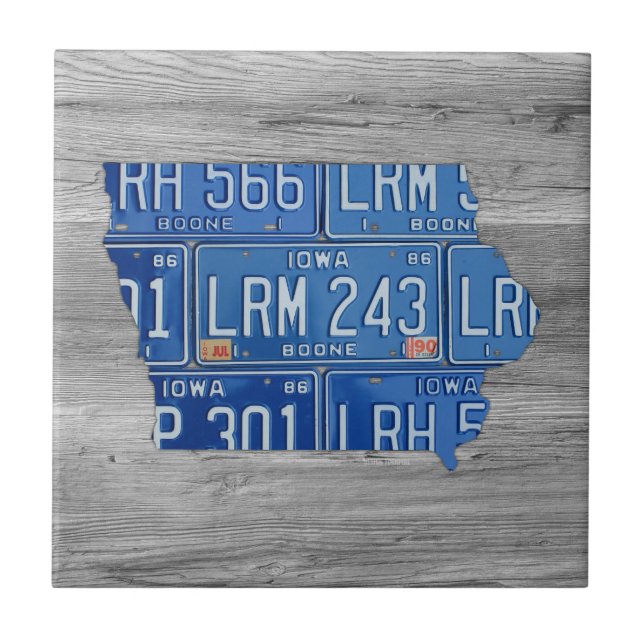 Iowa License Plate Map Ceramic Tile (Front)
