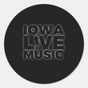 Iowa Live Music Guitar Player Gift Classic Round Sticker