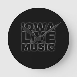 Iowa Live Music Guitar Player Gift Round Clock