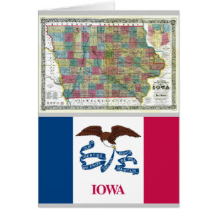 Iowa Map and State Flag
