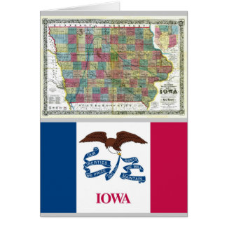 Iowa Map and State Flag