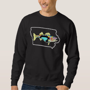 Iowa Map Walleye Fishing Freshwater Fisherman Wall Sweatshirt