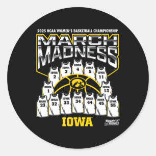 Iowa March Madness 2025 Women's Sketll Nil  Classic Round Sticker