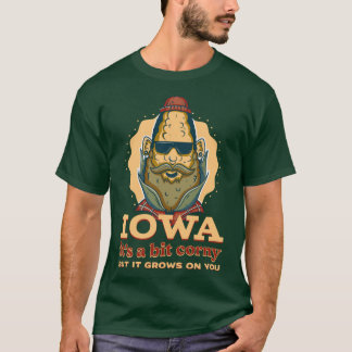 Iowa Midwest Farmer Comic Style Hipster Style Over T-Shirt