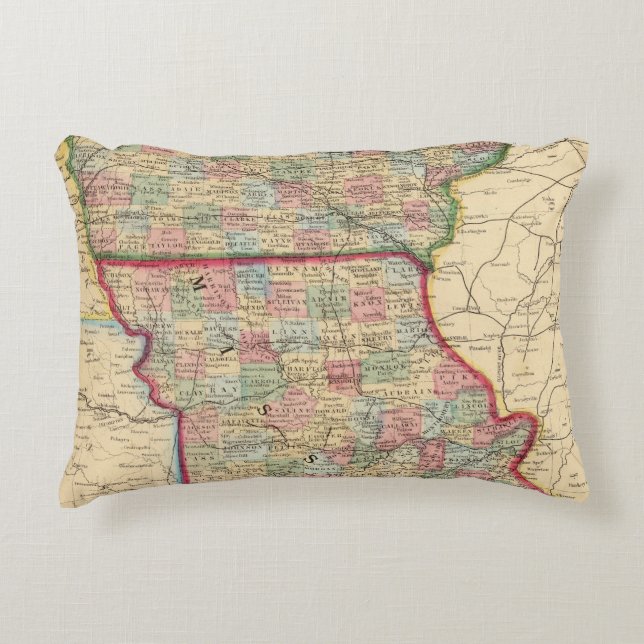 Iowa, Missouri Map by Mitchell Decorative Cushion (Front)