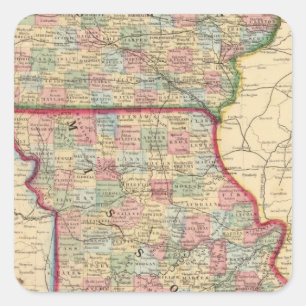 Iowa, Missouri Map by Mitchell Square Sticker
