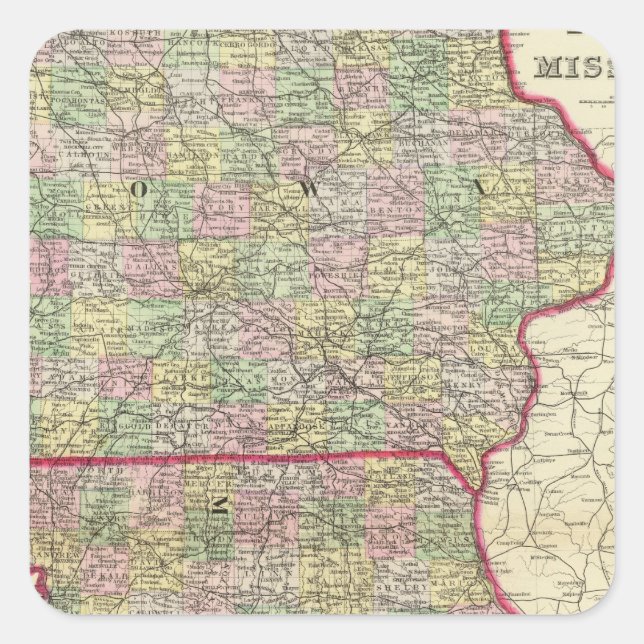 Iowa, Missouri Square Sticker (Front)