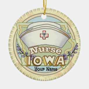 Iowa Nurse Ceramic Tree Decoration