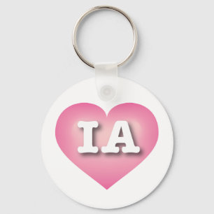 Iowa Pink Fade Heart - I love IA Key Ring