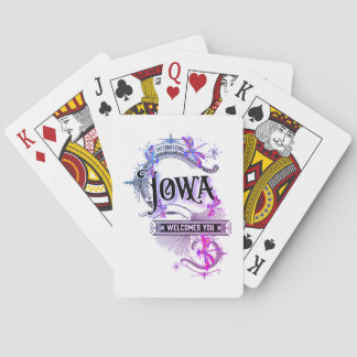 Iowa Playing Cards Vintage Illustration