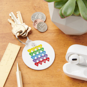 Iowa Rainbow Heart Grid State Pride Design Key Ring