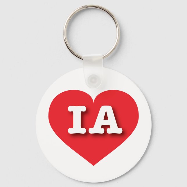 Iowa Red Heart - I love IA Key Ring (Front)