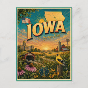 Iowa Retro Travel Souvenir Postcard