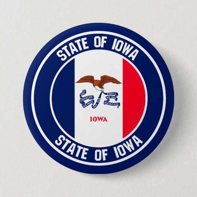 Iowa Round Emblem 7.5 Cm Round Badge (Front)