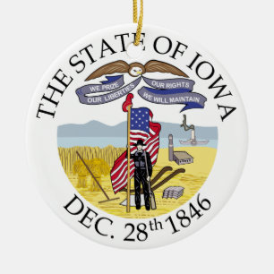 Iowa sign ceramic tree decoration