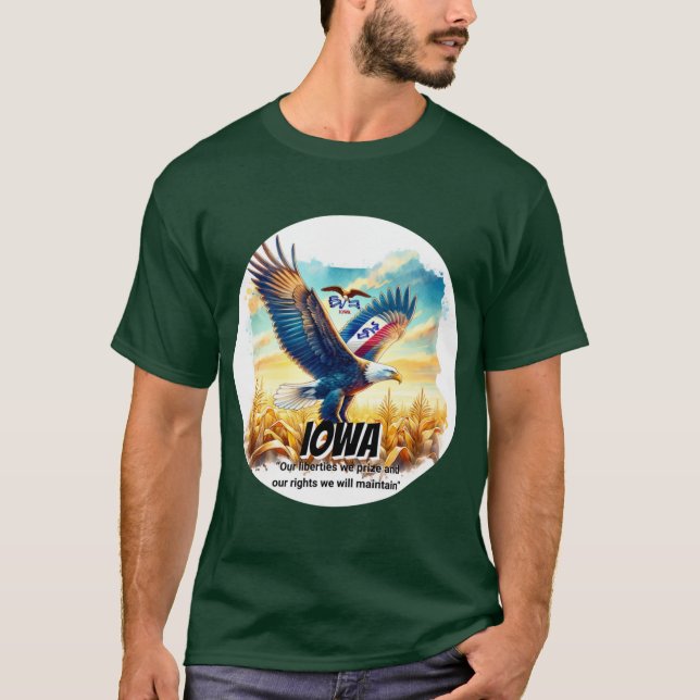 Iowa Soaring Spirit of the Bald Eagle State Animal T-Shirt (Front)