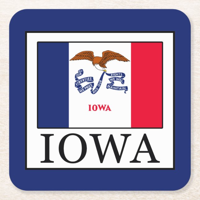 Iowa Square Paper Coaster (Front)