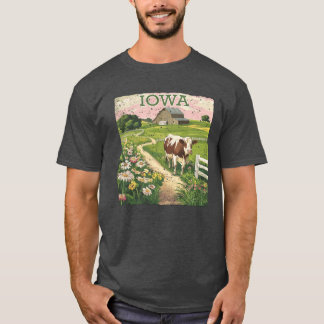 Iowa Stamp State Distressed Vintage United States T-Shirt