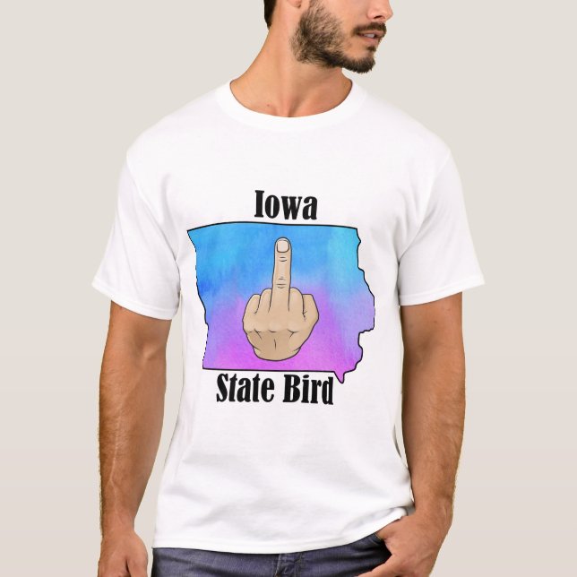 Iowa state bird t-shirt middle finger colour (Front)