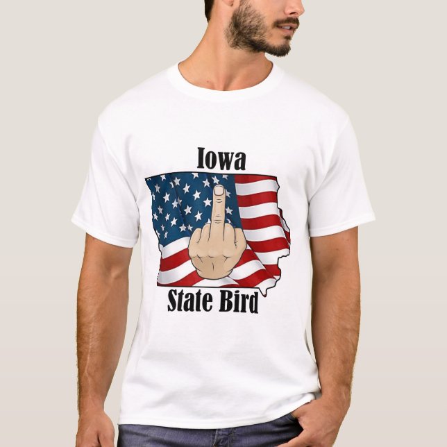 Iowa state bird t-shirt middle finger flag (Front)