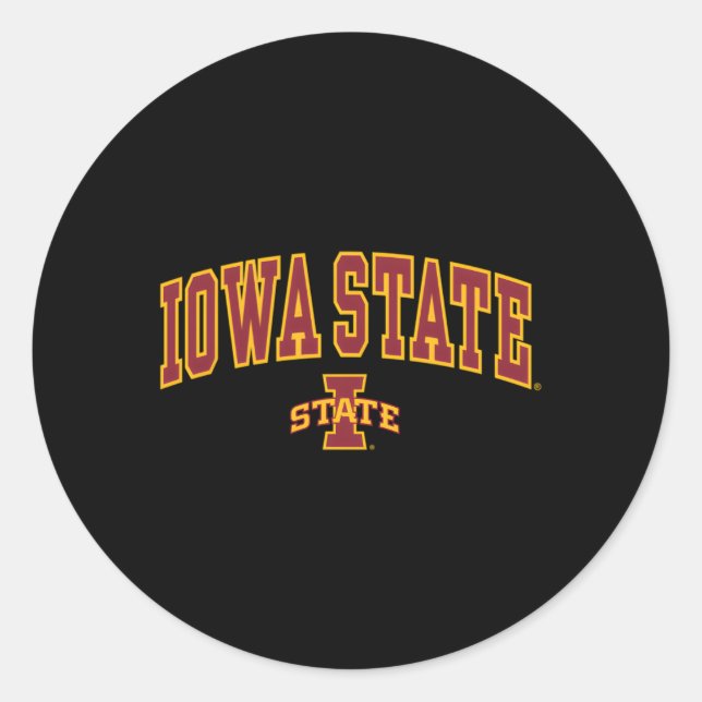 Iowa State Cyclones Arch Over Black Classic Round Sticker (Front)
