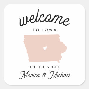 IOWA State Destination Wedding ANY COLOR   Square Sticker