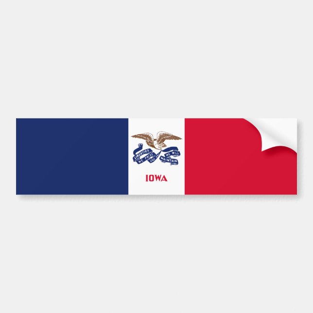 Iowa State Flag Bumper Sticker (Front)