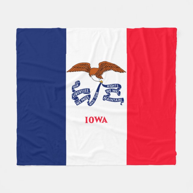 Iowa State Flag Design Fleece Blanket (Front (Horizontal))