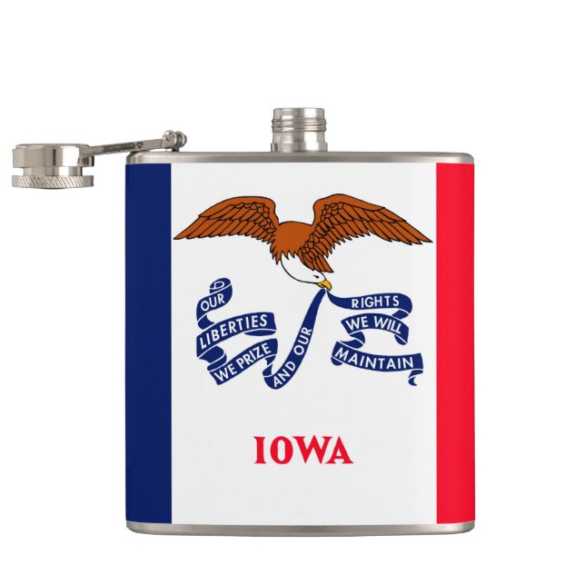 Iowa State Flag Design Hip Flask (Opened)