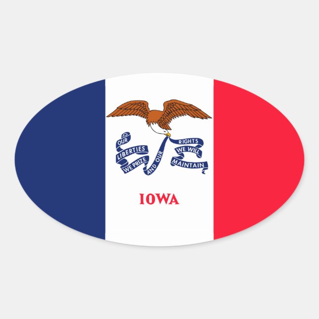 Iowa State Flag Design Oval Sticker (Front)