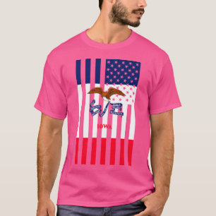 Iowa State Flag Graphic USA Styling T-Shirt
