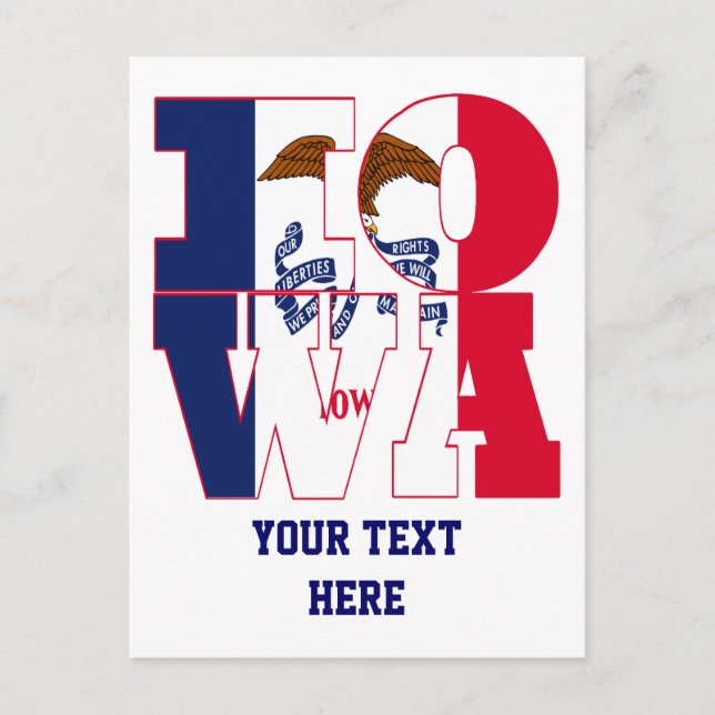 Iowa state flag text postcard (Front)