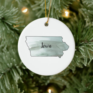 Iowa State Illustration Ceramic Tree Decoration