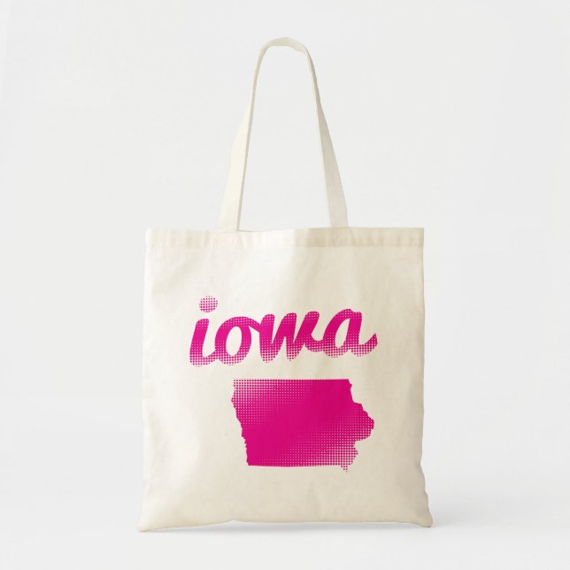Iowa state in pink tote bag (Front)