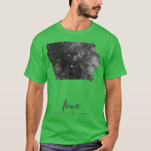 Iowa State Map Art Grunge Silhouette T-Shirt