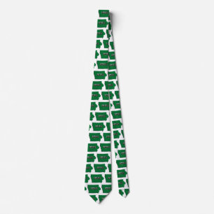 Iowa State Map Green Outline & Photo Text Tie