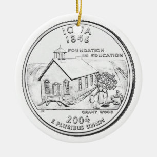 Iowa State Quarter Ceramic Tree Decoration