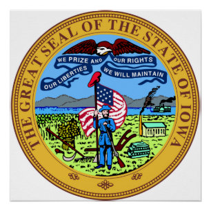 Iowa state seal america republic symbol flag poster