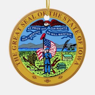 Iowa State Seal Ceramic Tree Decoration