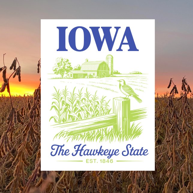 Iowa The Hawkeye State Est. 1846 Farmhouse Postcard (Iowa The Hawkeye State Est. 1846 Farmhouse Postcard)
