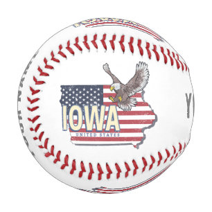 Iowa United States Retro State Map Vintage USA Baseball