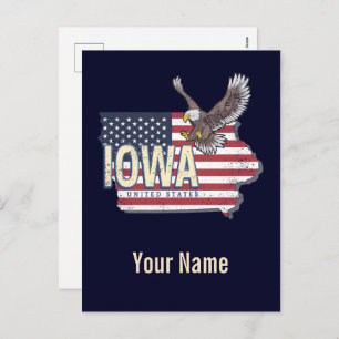 Iowa United States Retro State Map Vintage USA Holiday Postcard