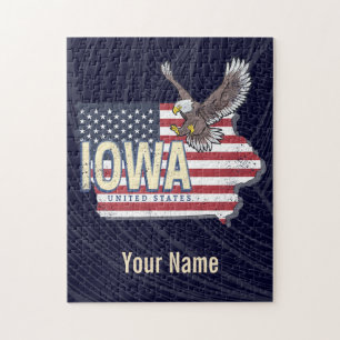 Iowa United States Retro State Map Vintage USA Lug Jigsaw Puzzle