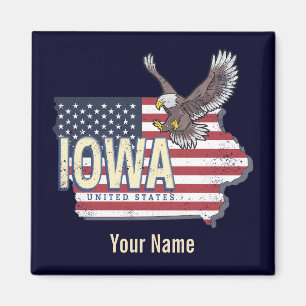 Iowa United States Retro State Map Vintage USA Lug Magnet