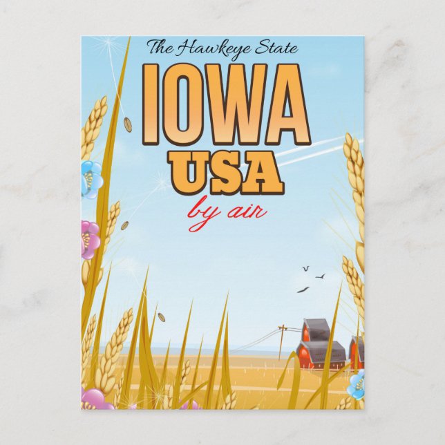 Iowa USA "The Hawkeye State"Cartoon travel poster. Postcard (Front)